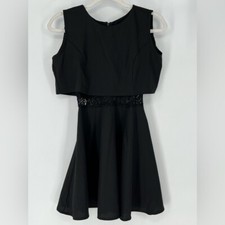ZERO ONE LITTLE BLACK DRESS WITH LACE BODICE AND MIDRIFF