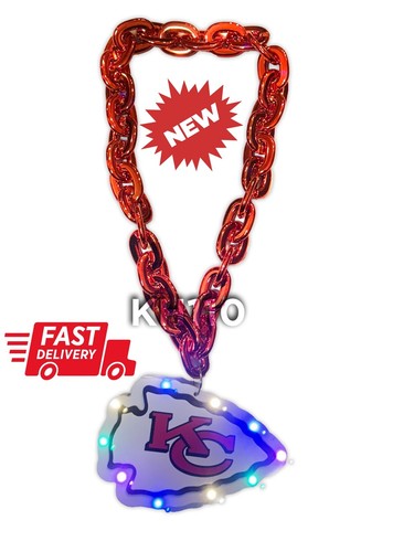 Kansas City Chiefs  NFL LED Light Up Fan Chain Necklace-Red Chain - Picture 1 of 8