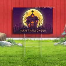 Happy Halloween Yard Sign with Metal Stakes