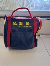 Build A Bear Workshop Toy Pet Carrier Blue/ Red Roller Wheels Mesh Travel