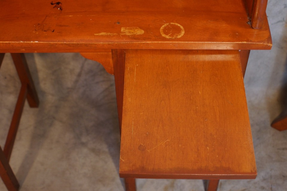 Antique Child's Roll Top Desk & Swivel Chair Hepplewhite Bail Pulls