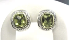 David Yurman 14k Gold and Sterling Silver Albion Lemon Quartz Omega Earrings