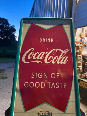 1960 Vintage Robertson Coca-Cola Vetical Fish Tail Bottle Sign