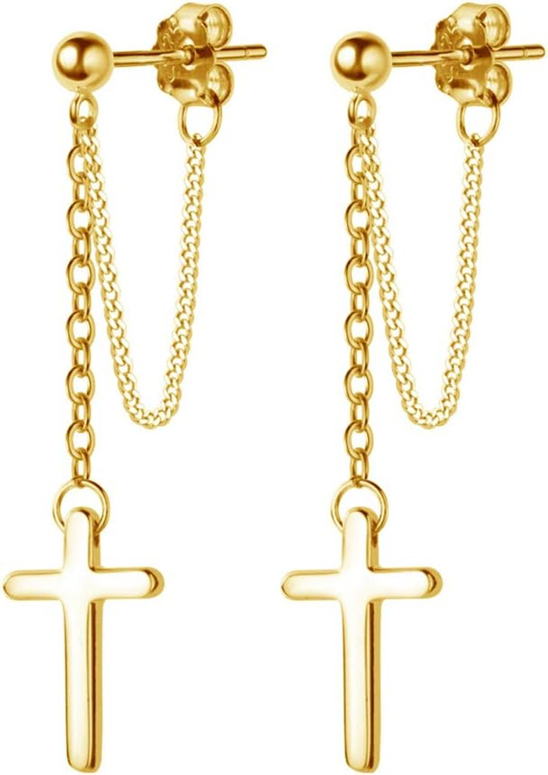 Cross Dangle Drop Earrings 925 Sterling Silver Chain Dropping for Women Girls Pu