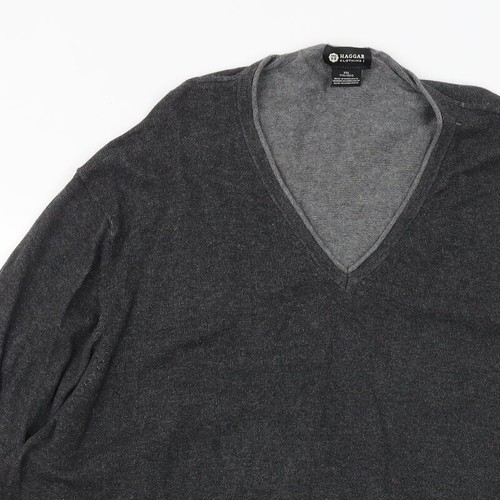 Haggar Mens Grey V-Neck Acrylic Blend Jumper Size XL Long Sleeve - Picture 4 of 12