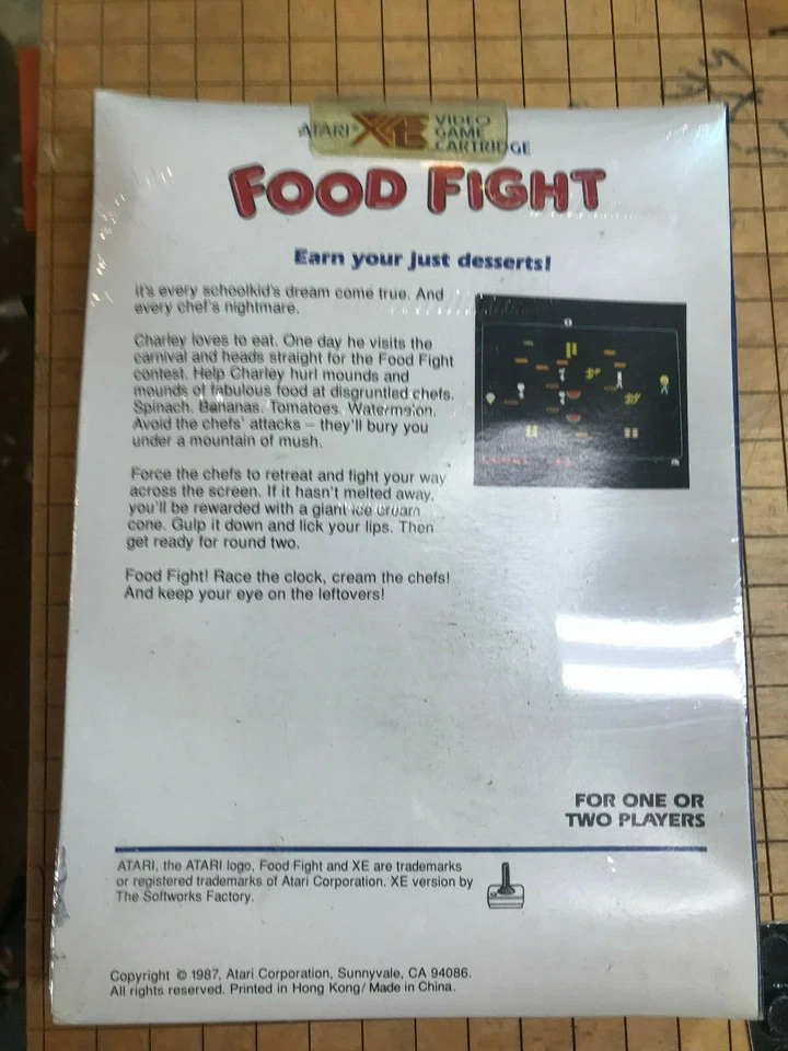 FOOD FIGHT Cartridge  Atari  XE Blue NEW XL/XE Damaged Box - Image 2 of 4
