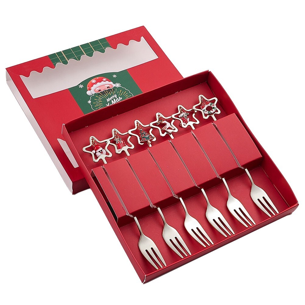 Set stoviglie natalizie cucchiaio e forchetta con decorazioni festive uniche