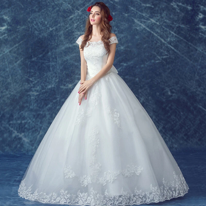 Sexy Vestido de Fiesta Para Mujer Funda Fuera del Hombro Manga Corta Encaje Desorden Hasta el Suelo Foto 3 de 4