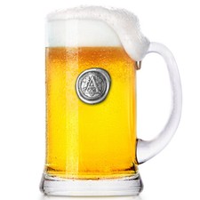 Monogram 1 Pint Glass Beer Mug Tankard Personalised Gift With Pewter Initial