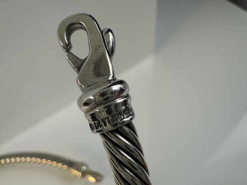 David Yurman 925 Silver & Pearl Station Cable Choker Necklace W/ 14k Gold Accent - Picture 9 of 10