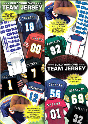 2 NFL FOOTBALL BUILD YOUR TEAM JERSEY STICKERS 3''x3.5'' ADD YOUR NAME & NUMBER! 