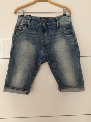 G-STAR RAW Herren Denim Shorts W30 Baumwolle 3301 Slim Blau Jeans Kurze Hose