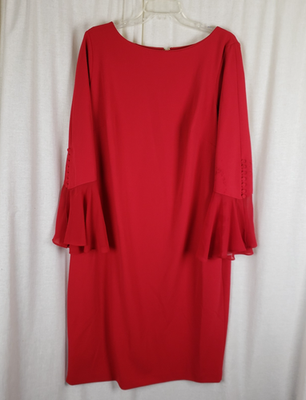 Calvin Klein Women's Plus Flounce Cuff Sheath Dress - Red - Size 16W
