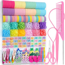 826PCS Elastic Hair Ties, Hair Bands Colorful Hair Accessories for Girls with H