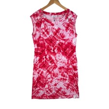 New Calvin Klein Tie Dye Sleeveless Dress size Medium Pink/White