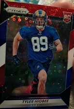 Tyler Higbee  2016 Panini Prizm Red White Blue Disco Rookie Card #246. rookie card picture