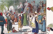LANCE THACKERAY  TUCK OILETTE 9547 HUMOUR IN EGYPT CAIRO SHEPHEARD'S HOTEL CAIRO