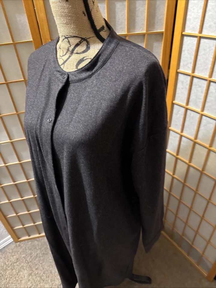 Nuevo sin etiquetas Vestido Eileen Fisher Para Mujer XL Tejido Lana Merino Vestido Carbón Abotonado Foto 2 de 4