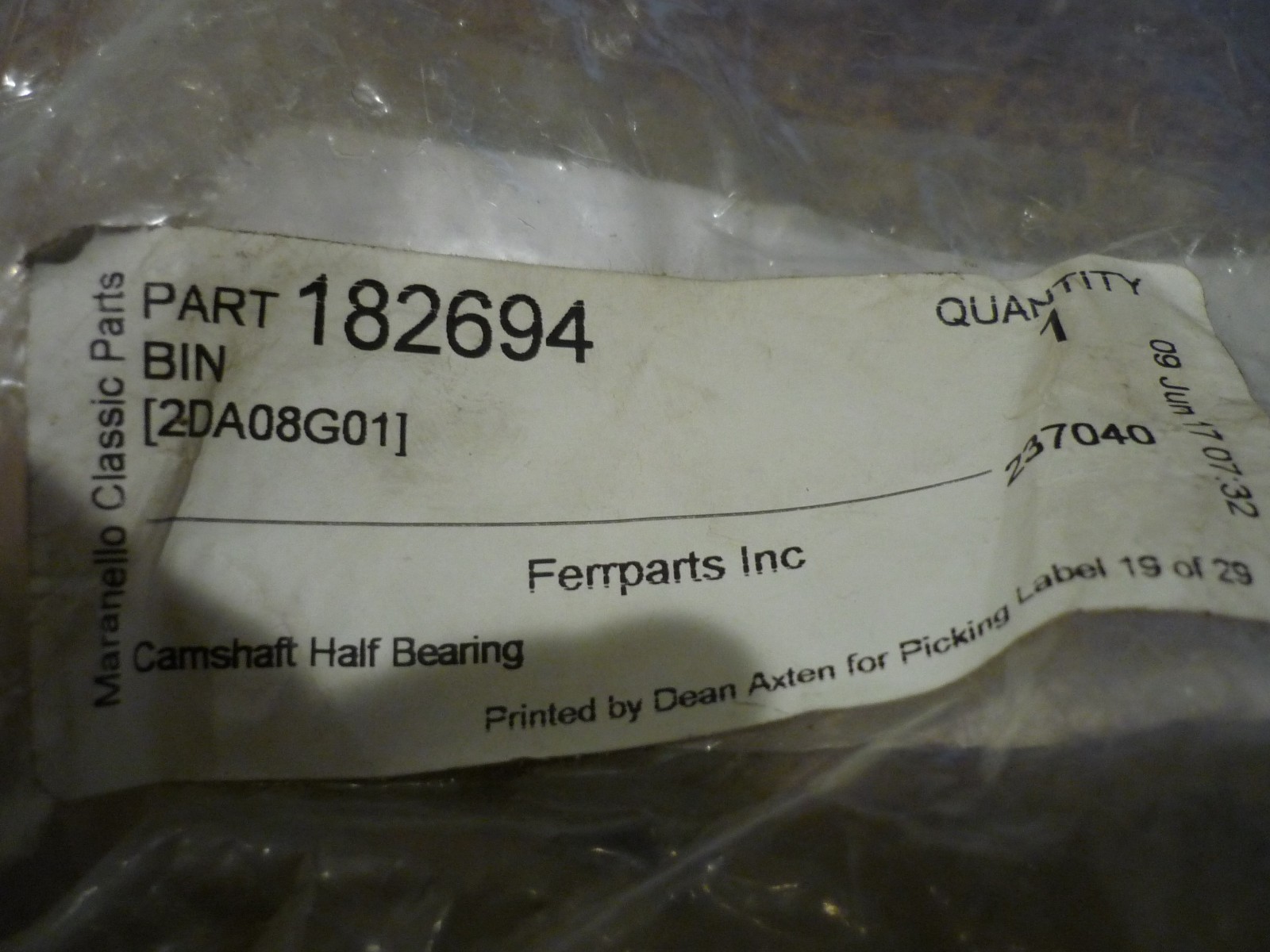 Ferrari  360 - Camshaft Half Bearing - NEW - P/N 182694