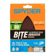 Spyder 3-3/4 in x 5-1/4 in x 5-Hole 80 Grit Detail Sanding Sheets 15-Pack 500084