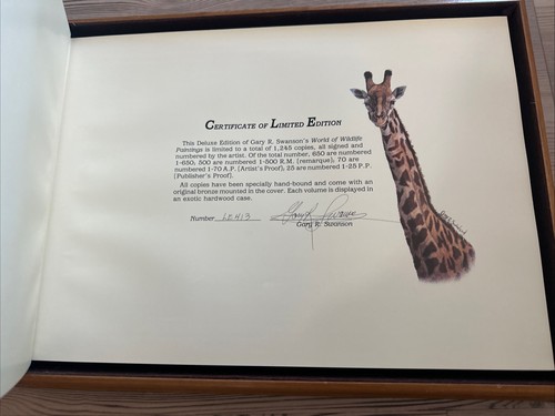 1986 Gary R Swanson "World of Wildlife Painting" Orig Bronze on Cover Book S/N