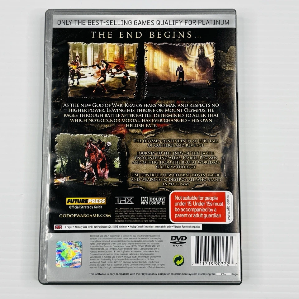 God Of War II 2 PS2 PlayStation 2 PAL Complete With Manual Tracked Postage - Image 2 of 4