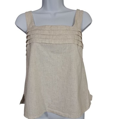 Sommermann Top Size 46 Medium Minimalist Sleeeless Square Neckline Linen Blend