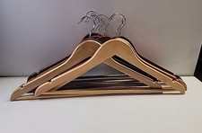 Lot 9 Vtg Wooden Hangers With Pant Rod And Notches