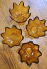 Blenko Vintage Amber Art Glass Scalloped Lotus Bowl Set Of 4