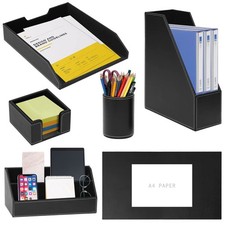 6 Piece Office Supplies/Desk Organizer Set with Desktop Leather Writing Pad,F...