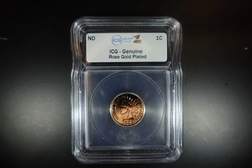 1902 Indian Head Cent Rose Gold Plated UNC Condition