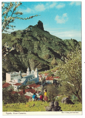 VINTAGE 1950-1960 VIEW OF THE SMALL OF TEJEDA GRAN CANARIA POSTCARD