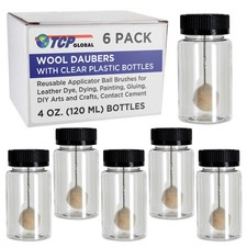 Wool Daubers with Clear Plastic Bottles, 6-Pack, 120ml Safety Lids Ball Brush