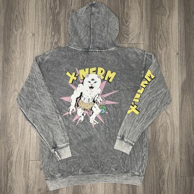 RIPNDIP Hoodie Sweatshirt Mens Small Gray X-NERM Graphic Pullover Streetwear
