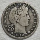 1912 S Barber Silver Half Dollar. Estimated Very Good 8. A1231.