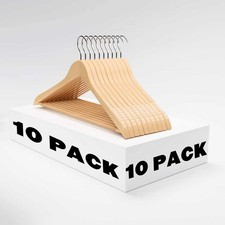 10 Pack Ergonomic Design Wooden Hangers with 360 Swivel Hook, Suit Hanger wi...