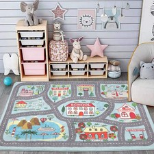 Extra Large Kids Playroom Rug Play Carpet 4 x 6 , Blue Educational Children ...