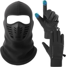 2 Pcs Balaclava Ski Gloves Set Winter Windproof with Touchscreen Gloves for Me