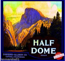 Covina Half Dome Yosemite Orange Citrus Fruit Crate Label Art Print