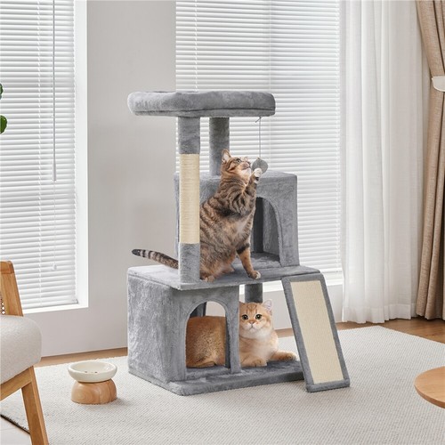 Árbol rascador para Gatos 106 cm con 2 Casitas y Pelota de Juego Natural Sisal - Imagen 12 de 29