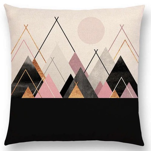 Sunrise And Moon Dreamy Peaks Colorful Mountains Abstract Triangle Cushion Cover - Picture 8 of 49
