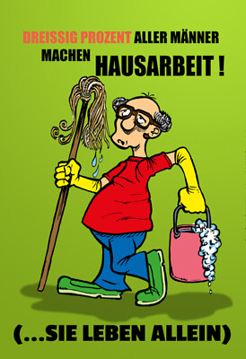 Blechschild 20x30 30% aller Männer machen Hausarbeit sie leben alleine Single Wo