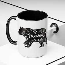 Mother's day, mama bear, coffee, tea Two-Tone Coffee Mugs, 15oz