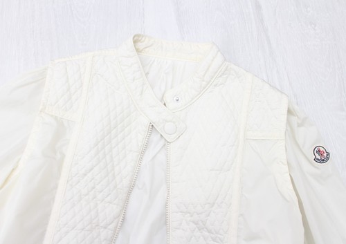Women's MONCLER Full Zip Lightweight Pleated Jacket Windbreaker Ivory RARE 2 M - Picture 10 of 16