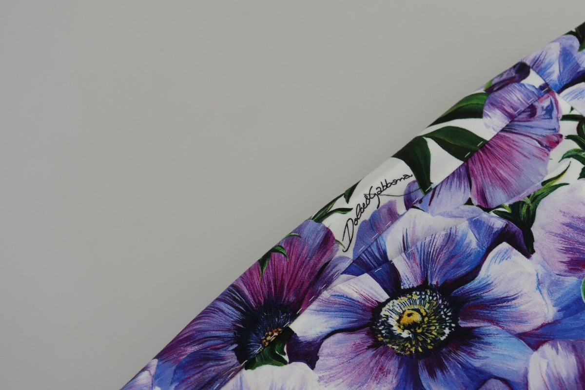 DOLCE & GABBANA Pant Cotton Purple Floral Print Tapered