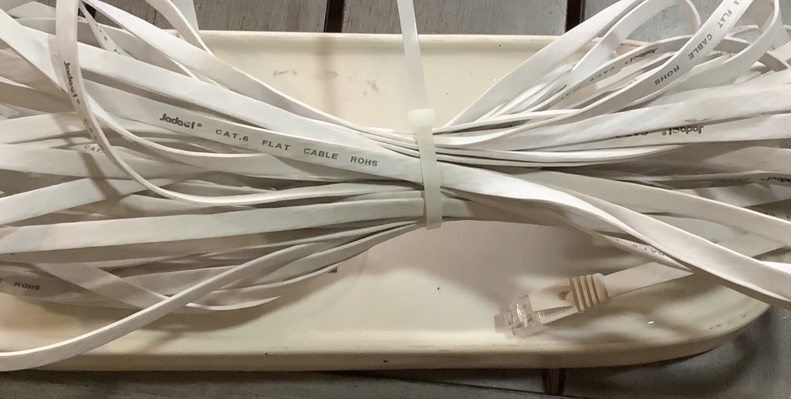 48 ft White Jadaol Cat 6 Flat Ethernet Cable High-Speed Internet Network ROHS Certified-image