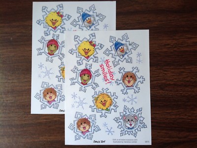 2 Suzy's Zoo sticker sheets: Holidays Smiles! 9875 