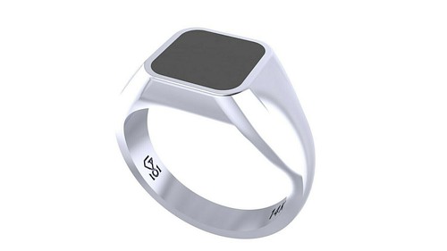 Enamel Ring Solid 14K Gold Minimalist Jewelry Men's Pinky Ring Chunky Gold Ring - Picture 2 of 6