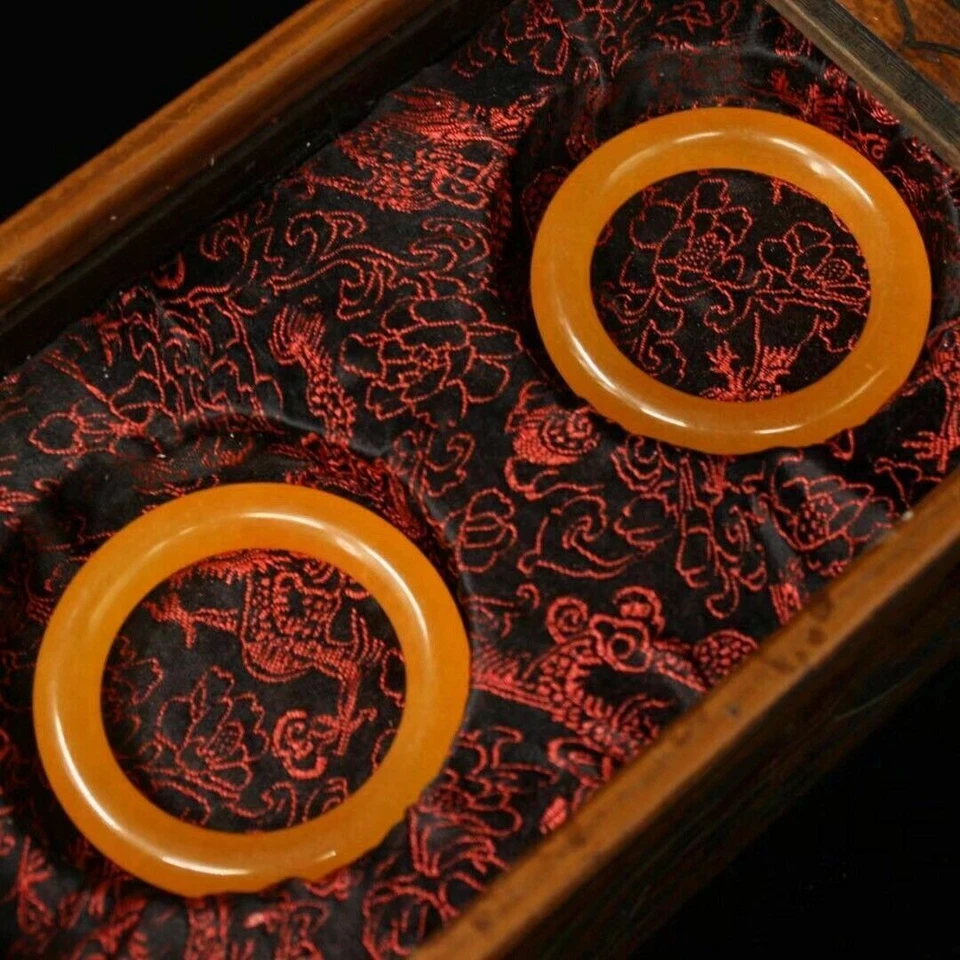 Pulsera Jade Naranja Colección Corte Dinastía Qing China + Caja Foto 2 de 4