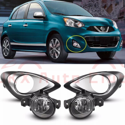 For NISSAN MICRA 2013-2016 x Front Fog Light Driving Lamps w/ Black Cover Kit